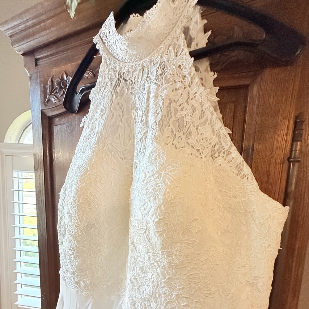 Elegant White Lace Halter Dress
